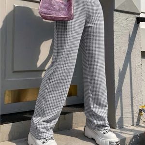 SHEIN EZwear Plaid High Waist Pants